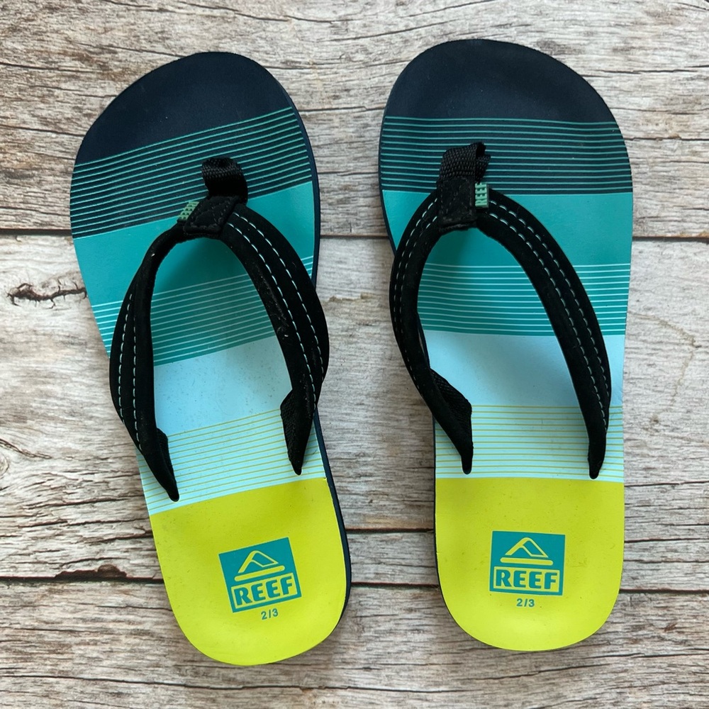 Reef Vibrant Blue and Neon Green Flip Flops